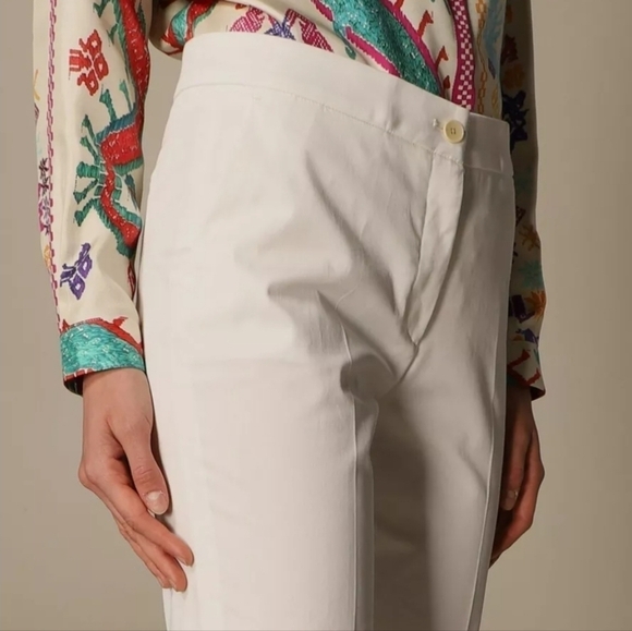 New Etro Milano Straight Leg Mid-Rise Off-White Trouser Pants NWT 42 IT/6 US - Picture 2 of 7